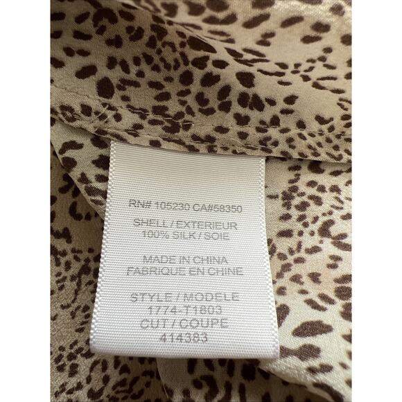 Joie Blouse Top Womens Small 100% Silk Animal Print Button Up V-Neck Workwear - Picture 4 of 12